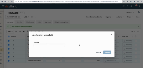 Continued UI improvements to Zilliant CPQ
