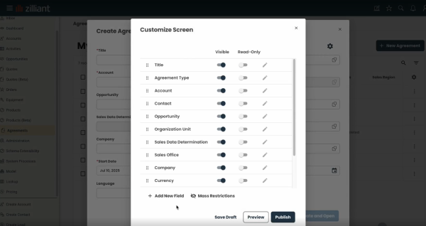 Agreements Management Enhancements